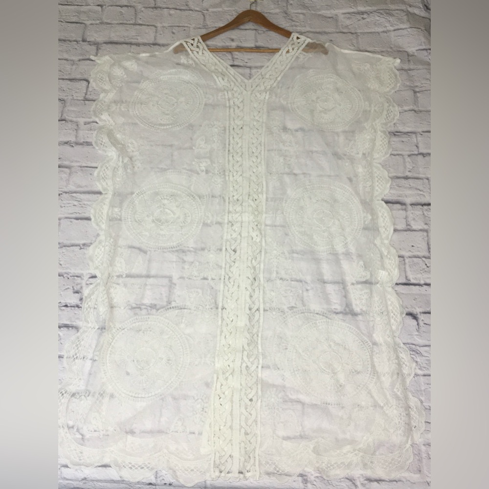 ✨NEW✨ Sheer Cover-Up Mesh Lace Maxi Beach Swimsuit Caftan Women’s ONE SIZE OS - Picture 2 of 12